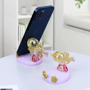 Creative astronaut tablet and phone stand with iridescent gradient and star details