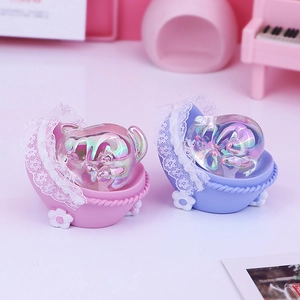 Cute dreamlike holographic pig night light in lace cradle base for bedroom decor