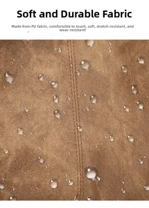 Macro shot of brown PU leather texture with neat stitching and water-repellent surface