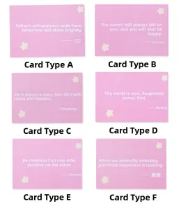 Set of six pink inspirational message cards with star patterns in a 2x3 grid layout