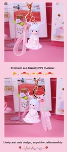 Detail of cute deer girl keychain made from premium eco-friendly PVC material