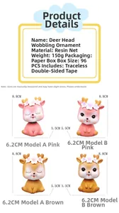Detailed size specifications for cartoon resin deer car dashboard shaking head ornaments