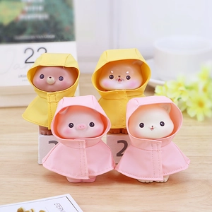 Figuras de Resina de Animales con Impermeable Estilo de Curación Oso Cerdo Gato Shiba Inu Adornos de Escritorio para Hogar
