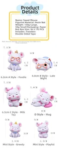 Tableau des tailles détaillé pour figurines hamster en résine avec dimensions variées