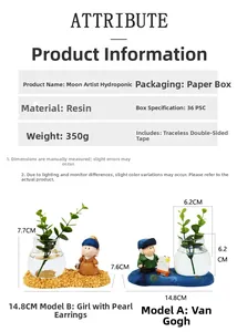 Detailed dimensions and product attributes of creative resin hydroponic art vases