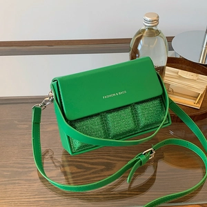 Women's Trendy Chocolate Box Bag PU Leather Sequin Crossbody Bag Fashion Letter Print Grid Shoulder Bag Daily Casual Handbag