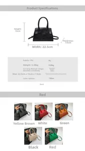 Detailed size specifications for the crocodile pattern trapezoid crossbody bag in PU leather