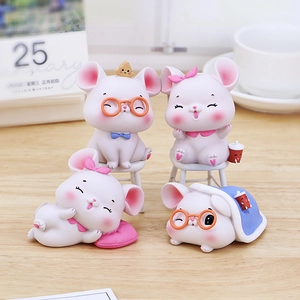 Figurine De Souris Mignonne En Résine Miniature Animal De Dessin Animé Ornement De Bureau Décoration De Maison Bureau Cadeau