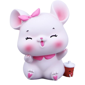 Figurine de souris mignonne avec motifs de cœur pour bureau et décoration