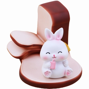 Cute bunny and toast phone stand holder for desk creative home office decor gift