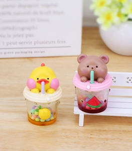 Figurines miniatures de boissons canard et ours pour décoration de bureau maison