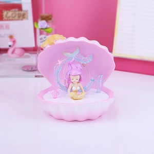 Mermaid shell night light with LED beads for girls room decor and gift idea