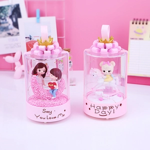 Cartoon Carousel Music Box With LED Starry Light Resin Ornament Desktop Sleep Companion Night Light For Kids Birthday Gift