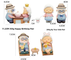 Detailed dimensions of elderly couple resin figurines for wedding or anniversary gifts