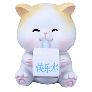 Cute resin hamster desktop ornament holding a mini soda box for office or car decor