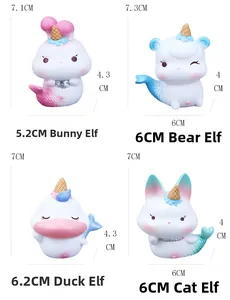 Dimensions détaillées pour quatre figurines sirène licorne en résine aux tons pastel
