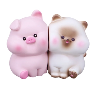 Cute pink pig and puppy desk ornaments made of resin for office and car decoration