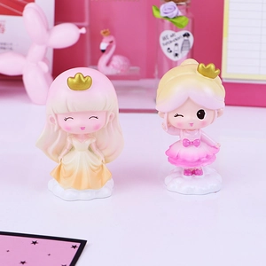 Cute resin little princess cake topper figurines for girls room desktop decoration