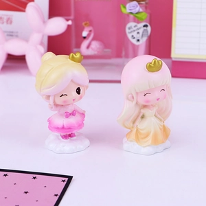 Set of two cute princess cake toppers and desk ornaments for girls' room decor