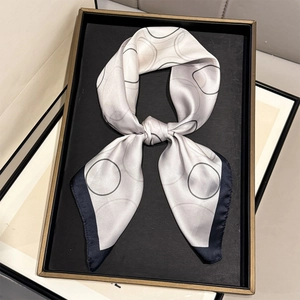 Dames Minimalistische Satijnen Vierkante Sjaal Geometrisch Cirkelpatroon Bedrukt Elegante Mode OL Decor