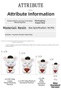 Detailed size chart for resin Monkey King figurines with height and weight measurements