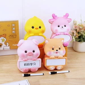 Cartoon Animal Piggy Bank With Erasable Message Board Shatterproof Vinyl Money Box For Kids Desktop Decor Savings Jar