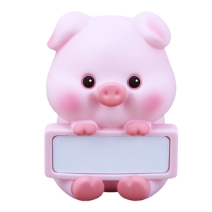 Pink pig piggy bank with message board for kids, durable cartoon animal coin saver