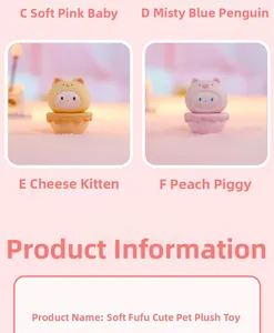 Close-up of cute cat and pig tumbler ornaments with soft textures for desk decor