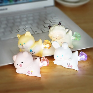 Cute Cartoon Animal Night Light Resin Butt Glowing Ornament Pig Sheep Dog Rabbit Desktop Decoration Gift For Office Bedroom