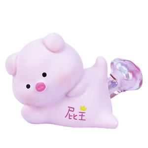 Cute pink pig night light desktop ornament with crown detail and rainbow crystal accent