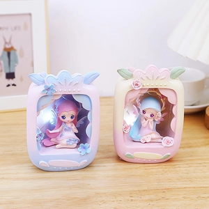 Dreamy Flower Fairy Night Light Resin Cartoon Angel Statue LED Table Lamp For Bedroom Bedside Decoration Gift