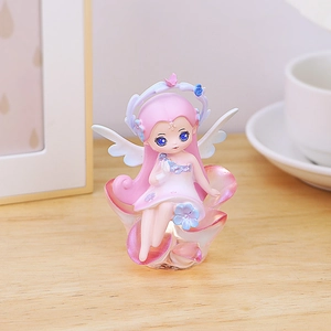 Fairy night light lamp with wings on flower base for bedroom tabletop decoration