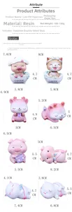 Spécifications de taille détaillées pour figurines d'animaux en résine avec poids et mesures