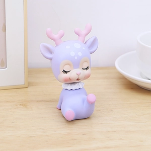 Figurine de cerf en résine violette avec bois roses pour décoration de bureau mignonne