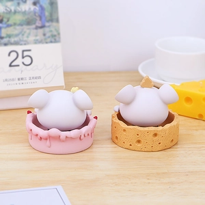 Cute nodding animal desktop ornaments on cake and cheese bases for home and office decor