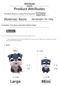 Detailed size comparison and resin material specs for cute dog car dashboard ornament