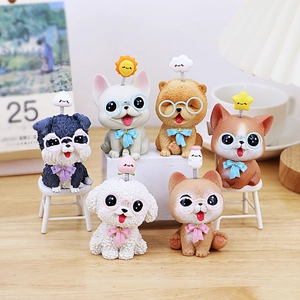 Lindas Figuras de Perro de Dibujos Animados Adornos de Animales de Resina Con Decoración Dinámica de Resorte para Oficina