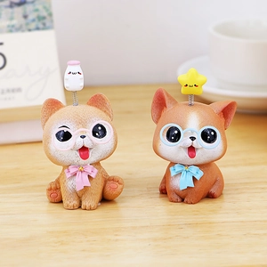 Lindas figuras de perro Shiba Inu de resina con cabeza de resorte para salpicadero
