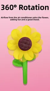 Sunflower car air vent decoration with 360-degree rotating petals and vibrant colors