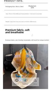 Spécifications du foulard en soie 53x53cm avec une mise en scène de mode élégante