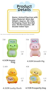 Detailed size specifications for resin animal figurines including frogs and ducks