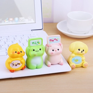 Cute Cartoon Animal Desk Ornaments Resin Sign Holding Frog Pig Duck Dog Statues Healing Office Desktop Decor Birthday Gift