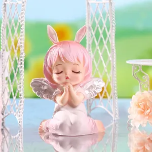 Décoration de gâteau ange lapin rose et blanc pour décoration de fête d'anniversaire de fille