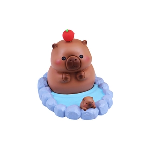 Creative Capybara phone holder figurine with apple on head and mini turtle on base