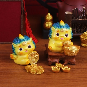 Fortune Pixiu blind box figures with gold coins and ingots for desktop or car decor
