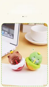 Close-up of cute capybara roly-poly desk toys for stress relief and office decoration