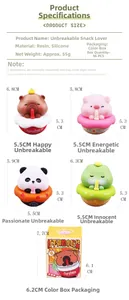 Size chart showing height and width details for the resin animal tumbler desk ornaments