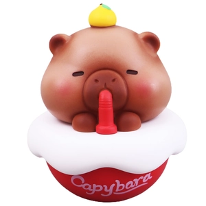 Cute Capybara tumbler desktop ornament with red base for office stress relief decoration