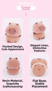 Detail of flocked resin capybara figurine showing soft texture and stable flat base