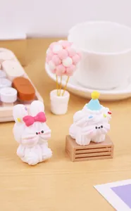 Cute animal ornaments featuring a cream-textured bunny and dog for desktop decoration